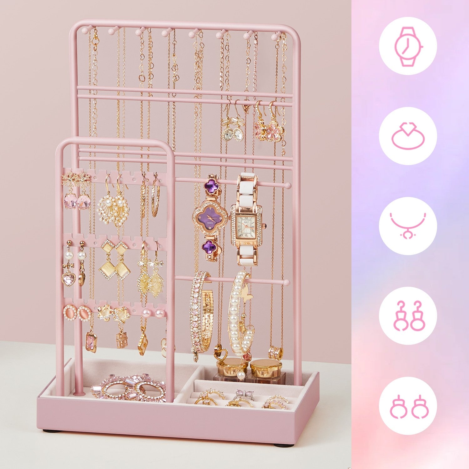 Jewelry Holder, Jewelry Organizer, Jewelry Display Stand with Metal Frame - image 19