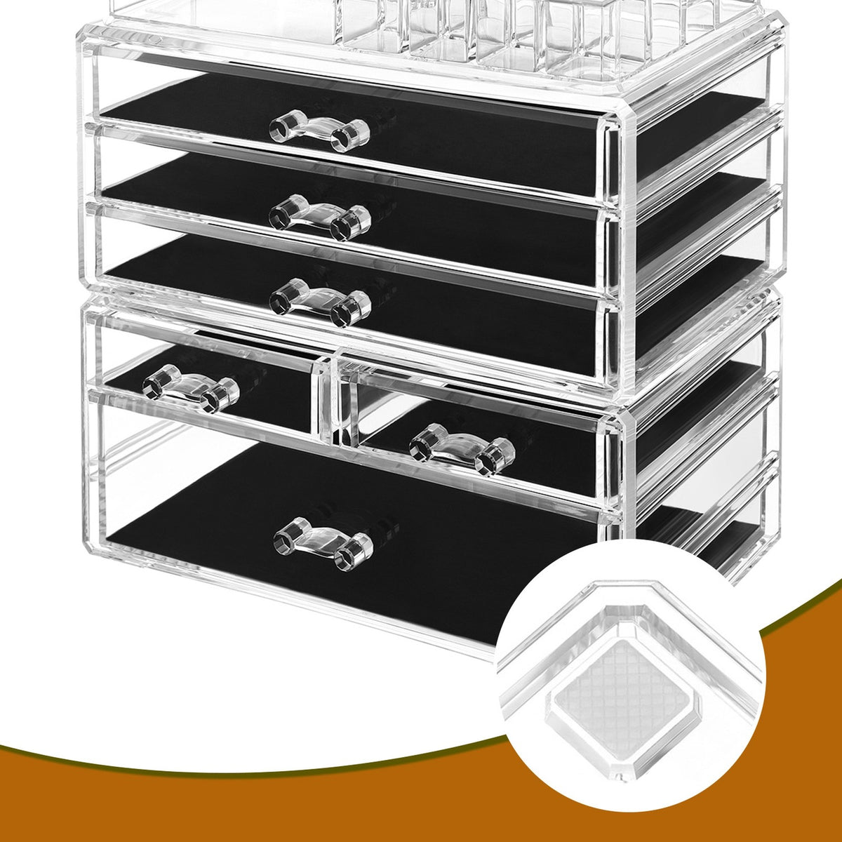 Large Acrylic Make up Organiser, Stackable Cosmetic Box with 6 Drawers, for Palette - image 3