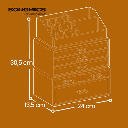Large Acrylic Make up Organiser, Stackable Cosmetic Box with 6 Drawers, for Palette - image 4