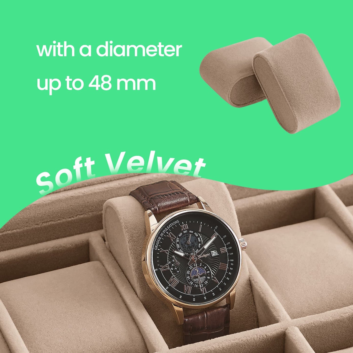 12-Slot Watch Box, Lockable Watch Case with Glass Lid, Drawer - image 9