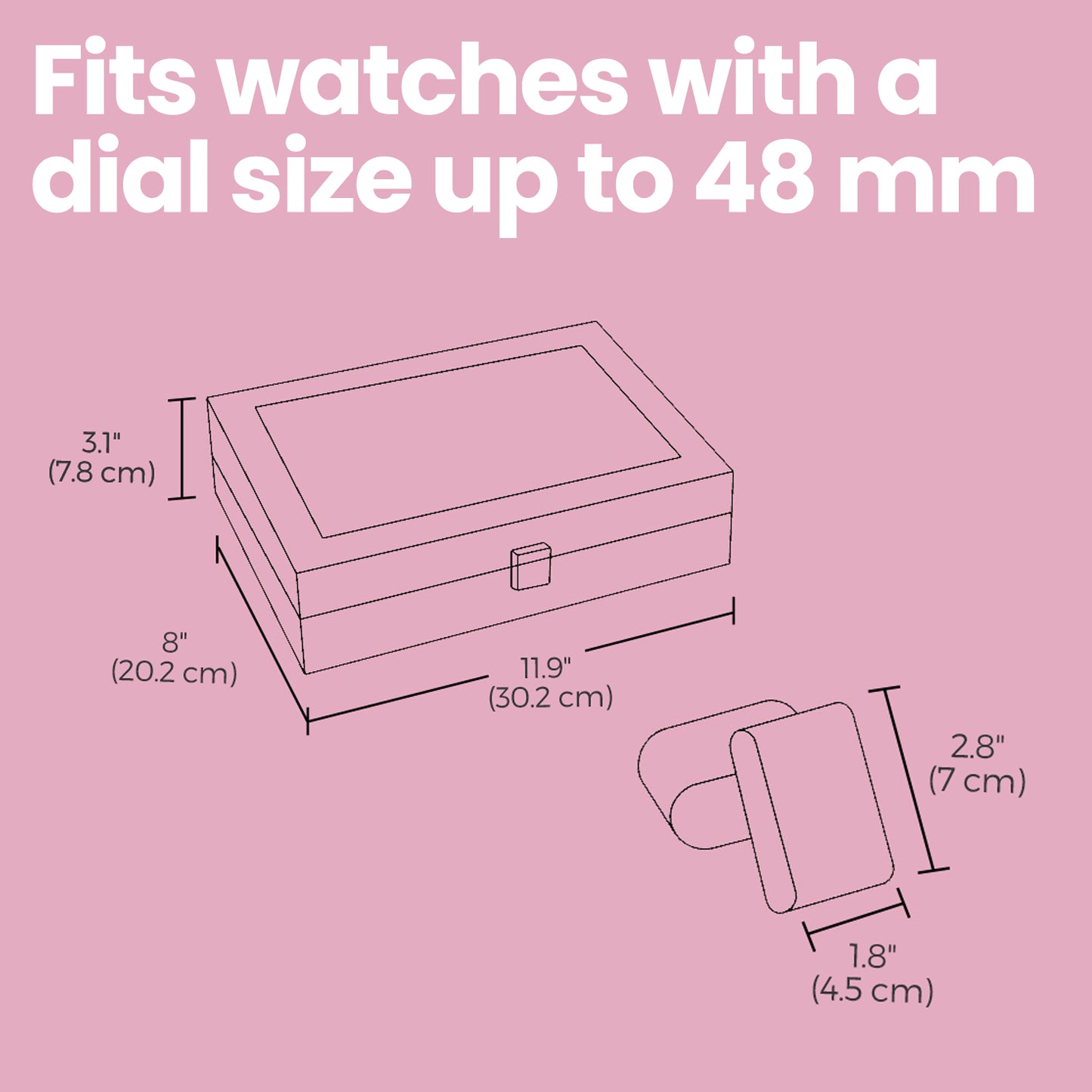 12-Slot Watch Box, Lockable Watch Case with Glass Lid, Drawer - image 6