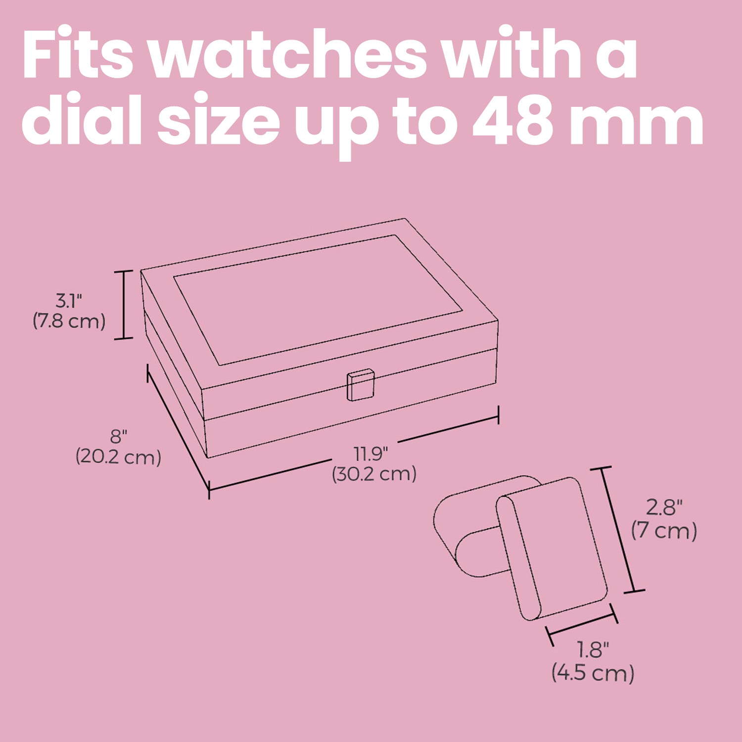 12-Slot Watch Box, Lockable Watch Case with Glass Lid, Drawer - image 6