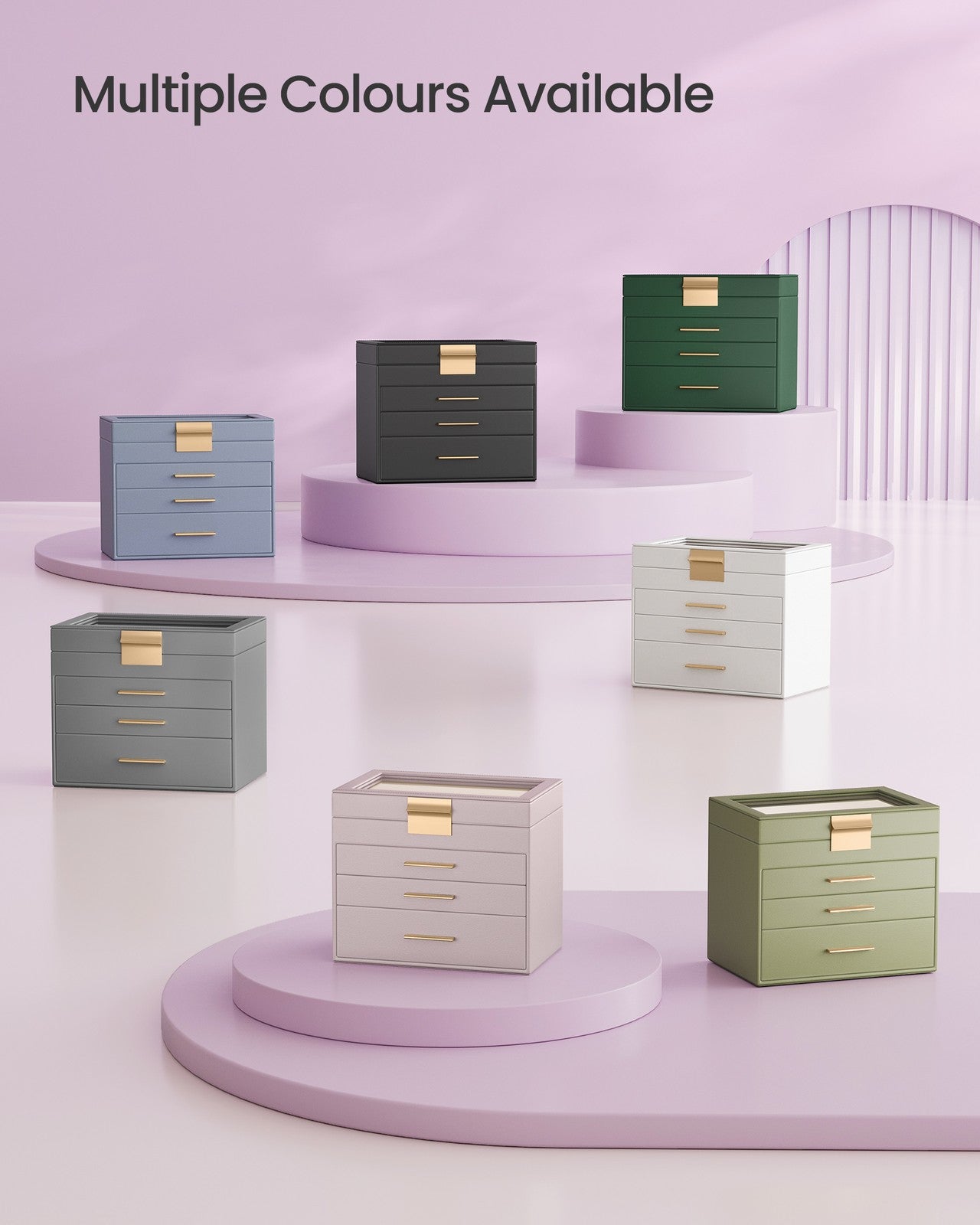 Jewellery Box with Glass Lid, 4-Tier Jewellery Organiser - image 15