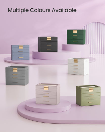 Jewellery Box with Glass Lid, 4-Tier Jewellery Organiser - image 15