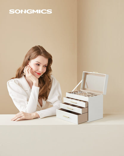 Jewellery Box with Glass Lid, 4-Tier Jewellery Organiser - image 3