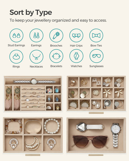 Jewellery Box with Glass Lid, 4-Tier Jewellery Organiser - image 4