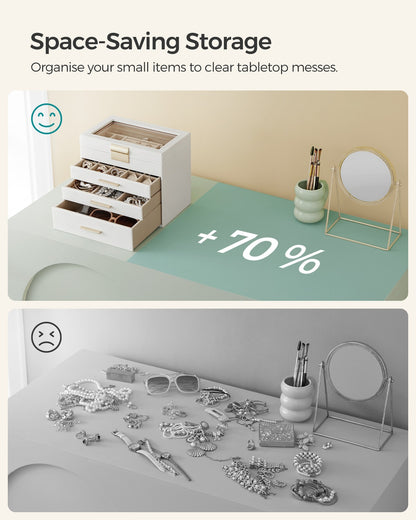Jewellery Box with Glass Lid, 4-Tier Jewellery Organiser - image 5