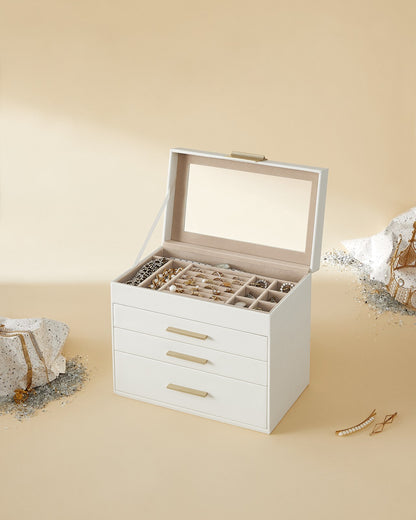 Jewellery Box with Glass Lid, 4-Tier Jewellery Organiser - image 9