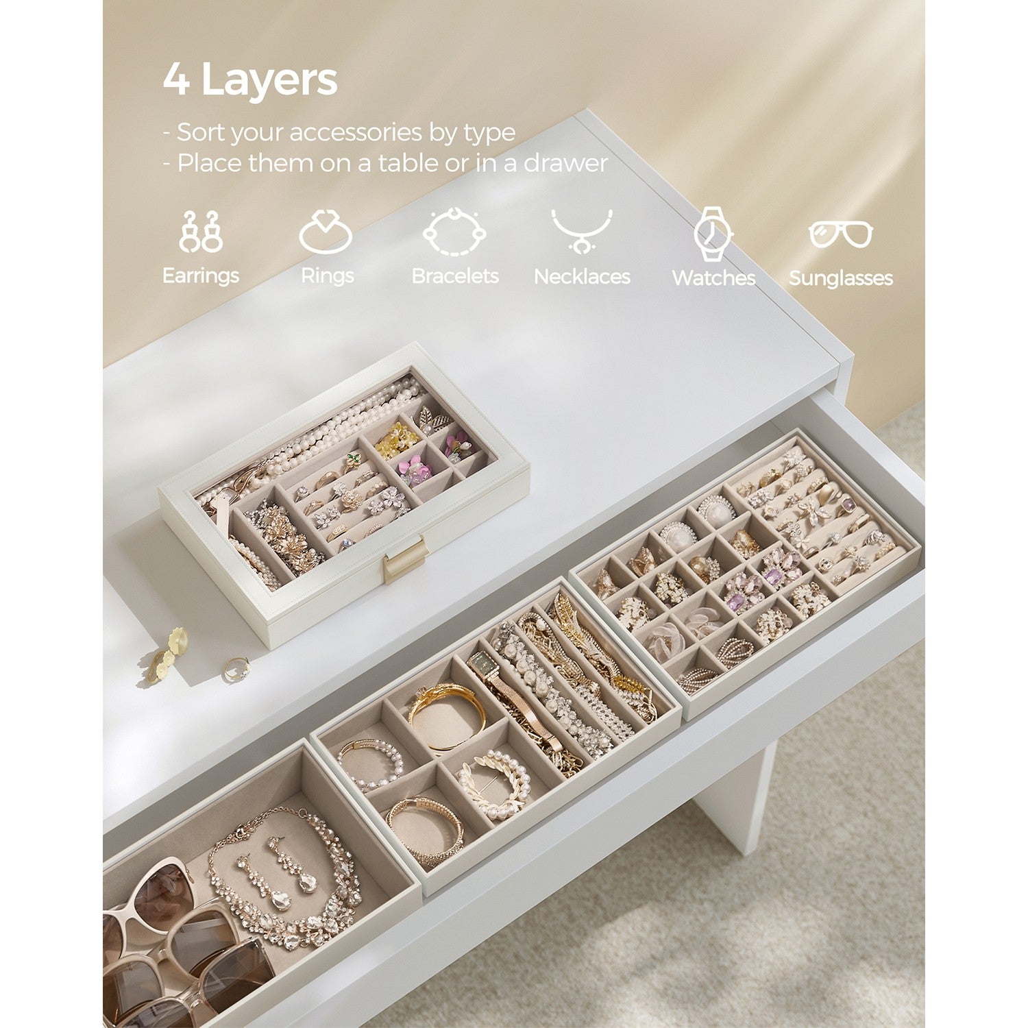 4-Tier Jewellery Box White - image 7