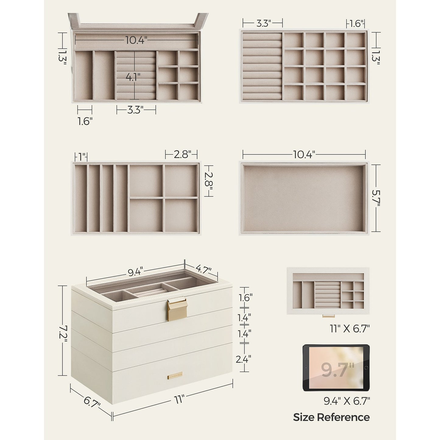4-Tier Jewellery Box White - image 11