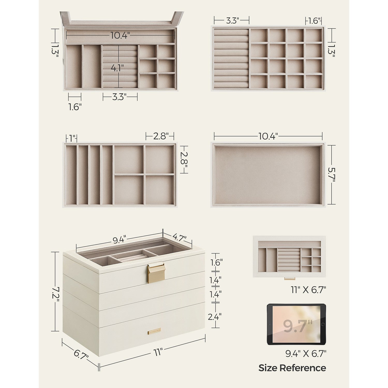 4-Tier Jewellery Box White - image 11
