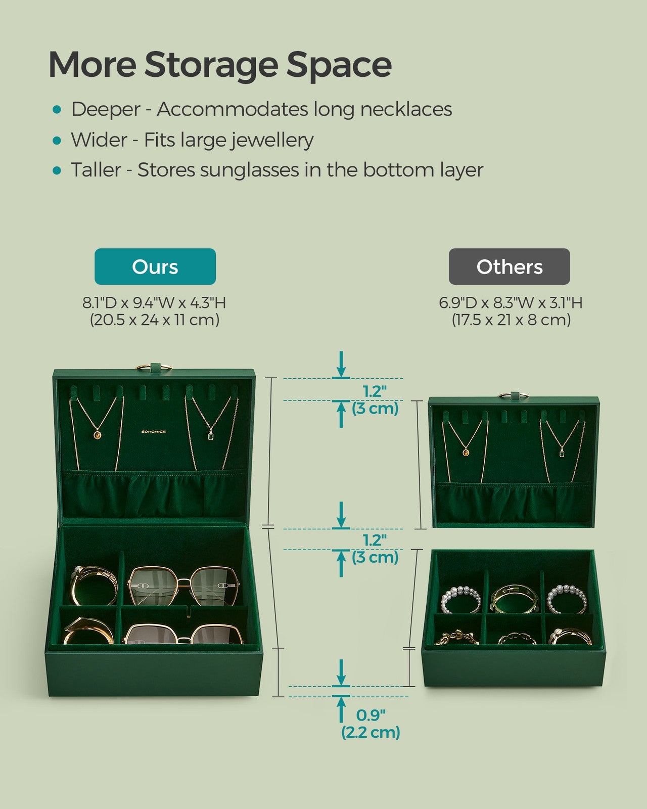 2-Layer Jewellery Box with Handle White - image 14