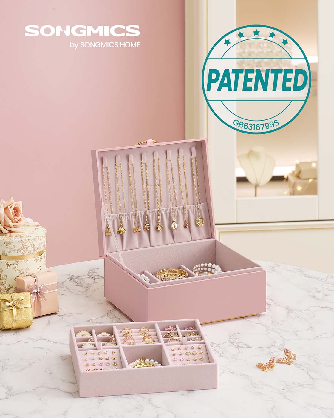 2-Layer Jewellery Box with Handle White - image 28