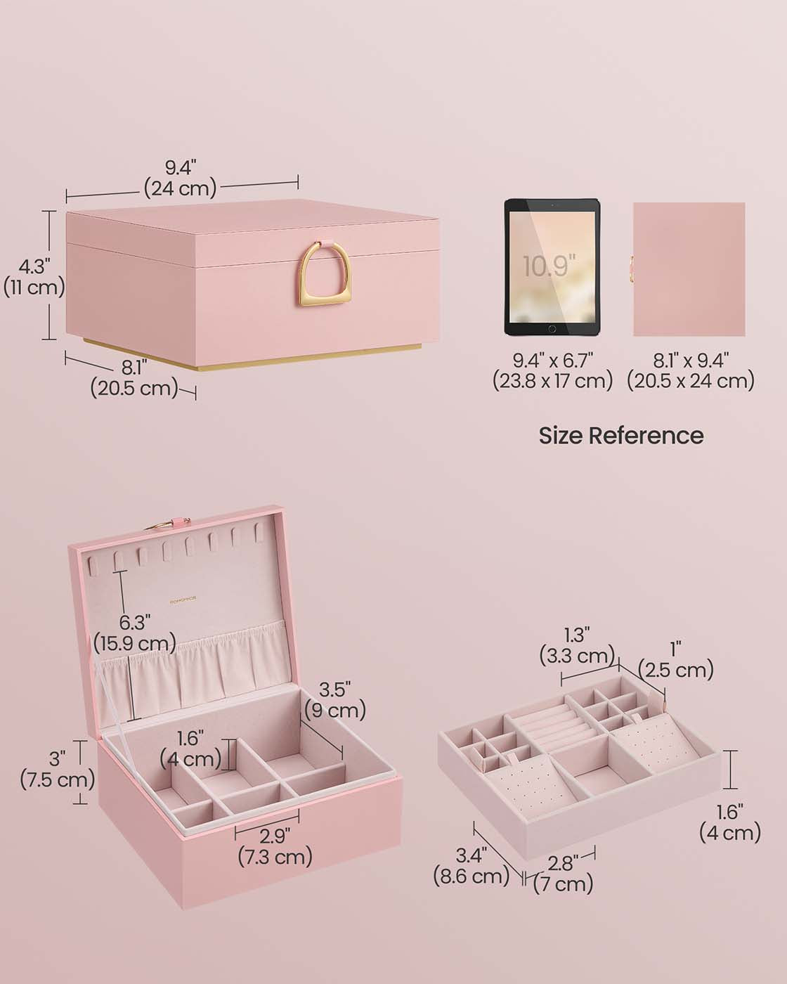 2-Layer Jewellery Box with Handle White - image 31