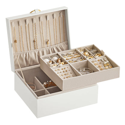 2-Layer Jewellery Box with Handle White - image 1