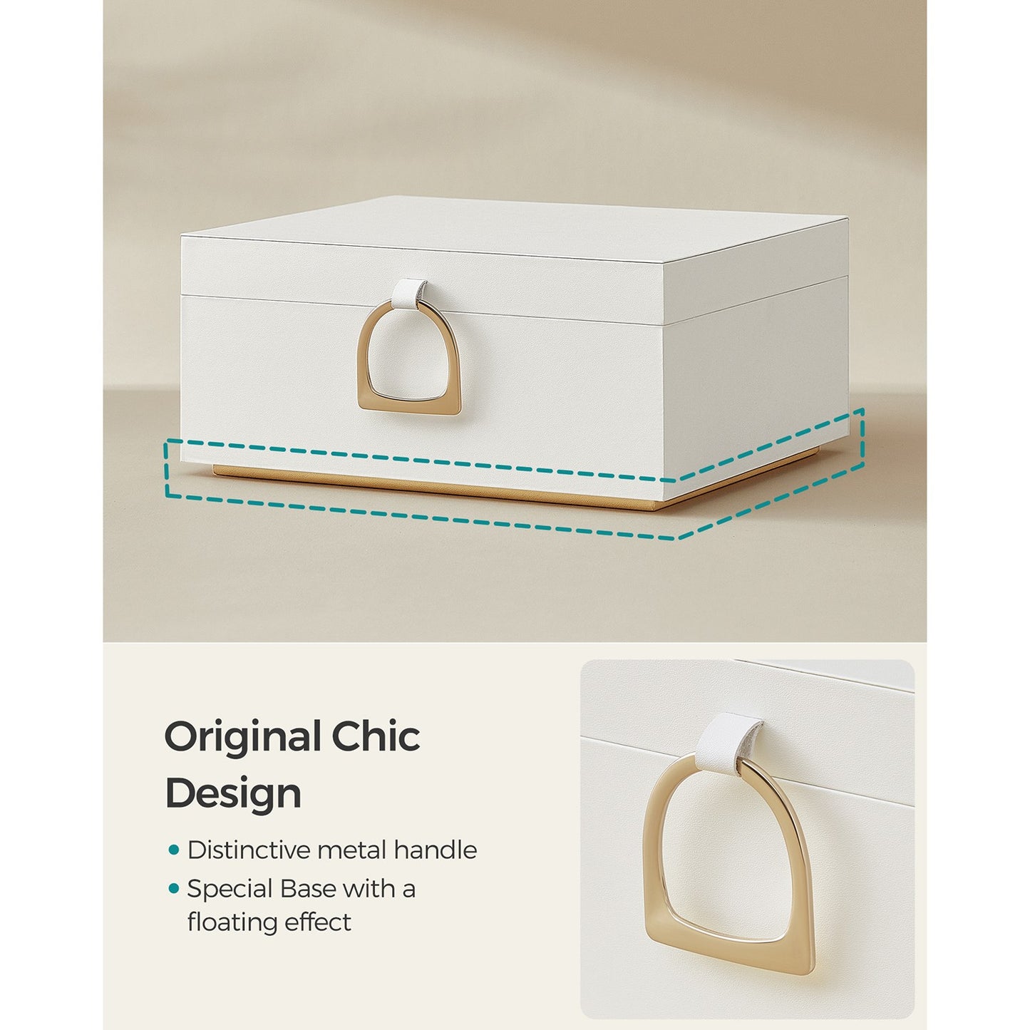 2-Layer Jewellery Box with Handle White - image 4