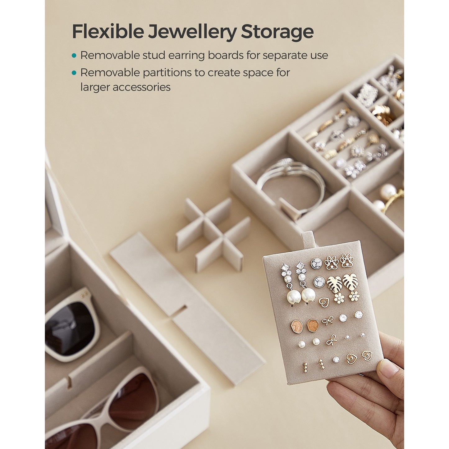 2-Layer Jewellery Box with Handle White - image 6