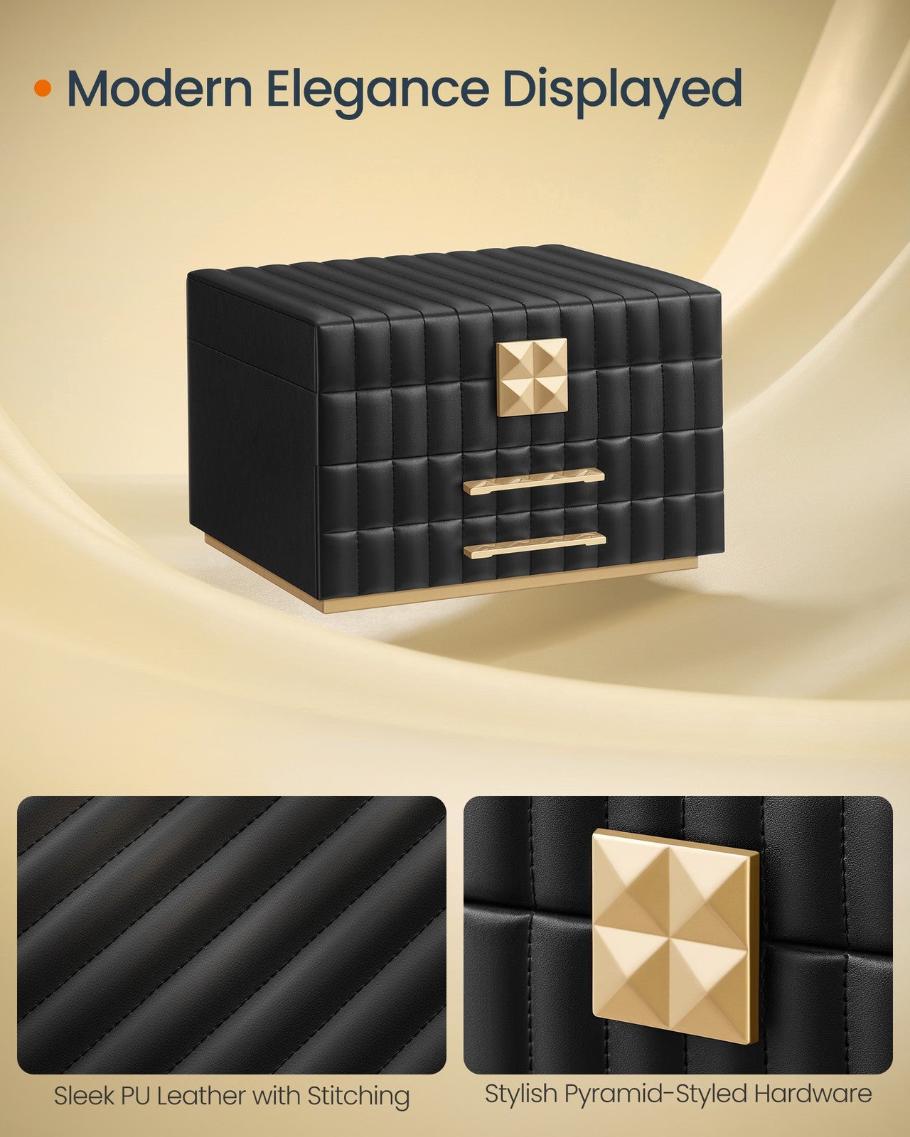 ANAH Collection - 3-Tier Jewellery Box with Mirror Ink Black - image 3
