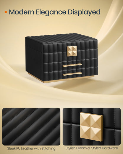 ANAH Collection - 3-Tier Jewellery Box with Mirror Ink Black - image 3