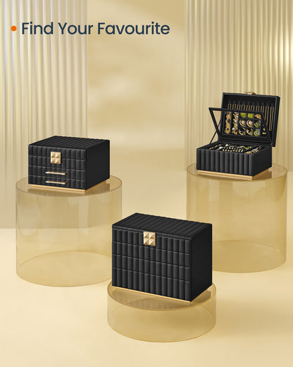 ANAH Collection - 3-Tier Jewellery Box with Mirror Ink Black - image 6
