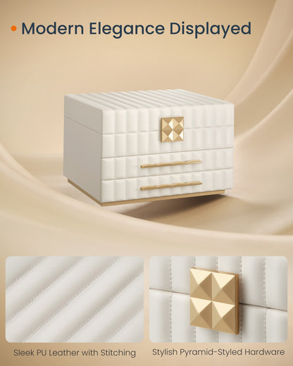 ANAH Collection - 3-Tier Jewellery Box with Mirror Cloud White - image 3
