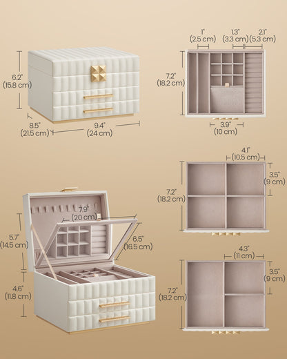 ANAH Collection - 3-Tier Jewellery Box with Mirror Cloud White - image 5