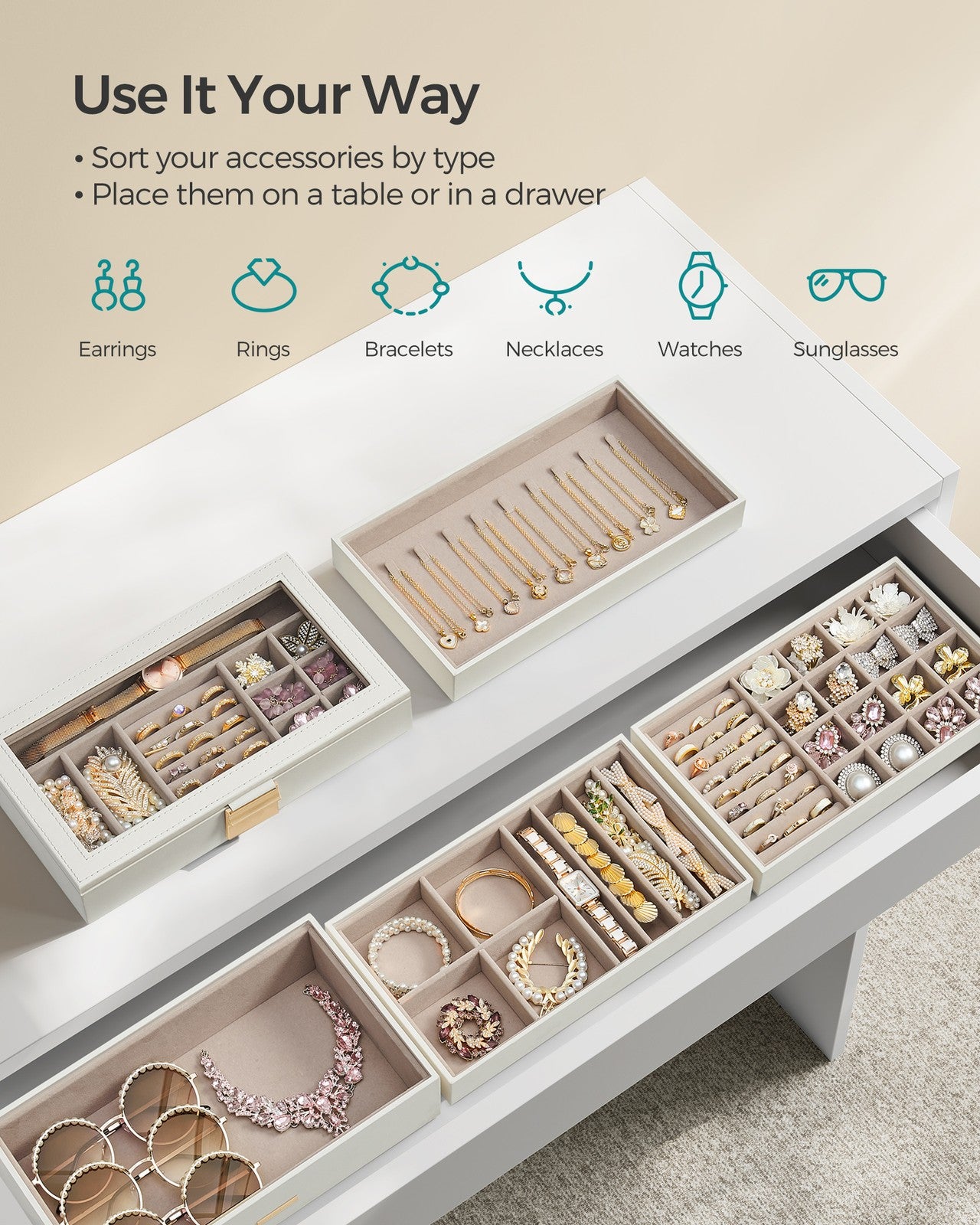 4-Tier Jewellery Box White - image 26