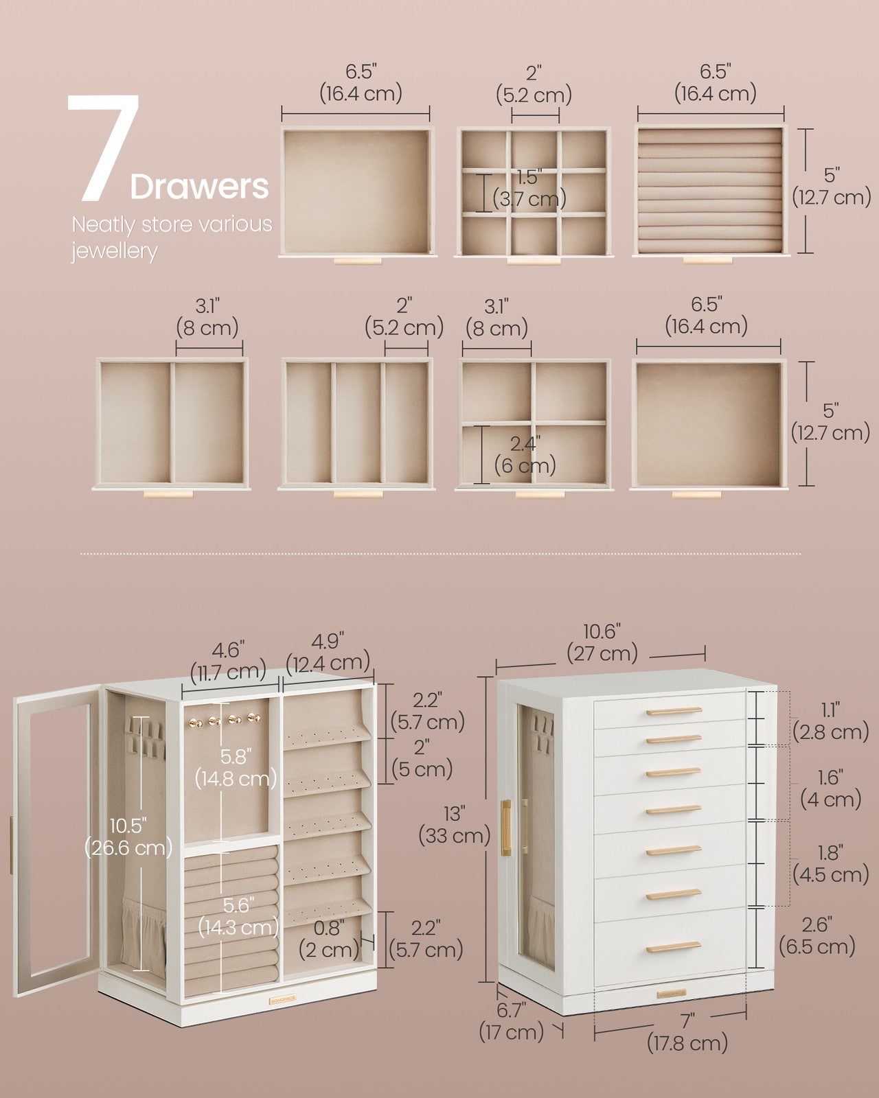 Jewellery Organiser with 5 Drawers - image 30