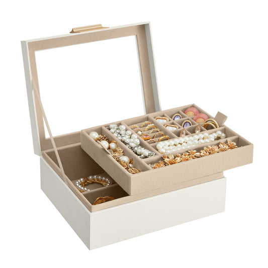 2-Layer Jewellery Organiser with Removable Tray Cloud White - image 1