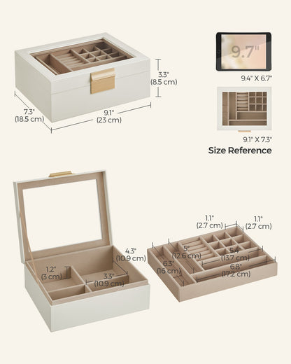 2-Layer Jewellery Organiser with Removable Tray Cloud White - image 5