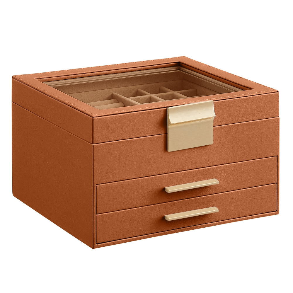 4-Layer Jewellery Box with 3 Drawers Cloud White and Gold - image 11