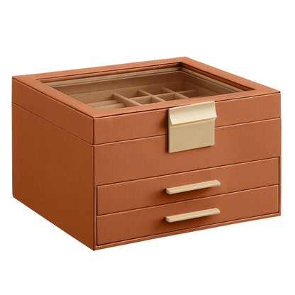 4-Layer Jewellery Box with 3 Drawers Cloud White and Gold - image 11