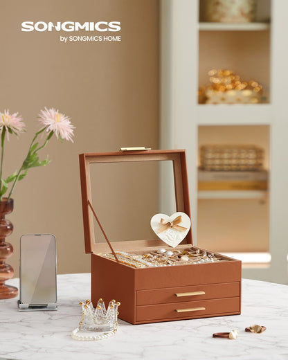 4-Layer Jewellery Box with 3 Drawers Cloud White and Gold - image 13