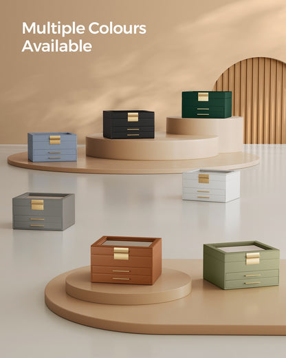 4-Layer Jewellery Box with 3 Drawers Cloud White and Gold - image 17