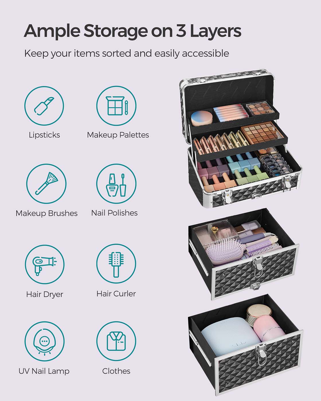 Rolling Lockable Makeup Case - image 6