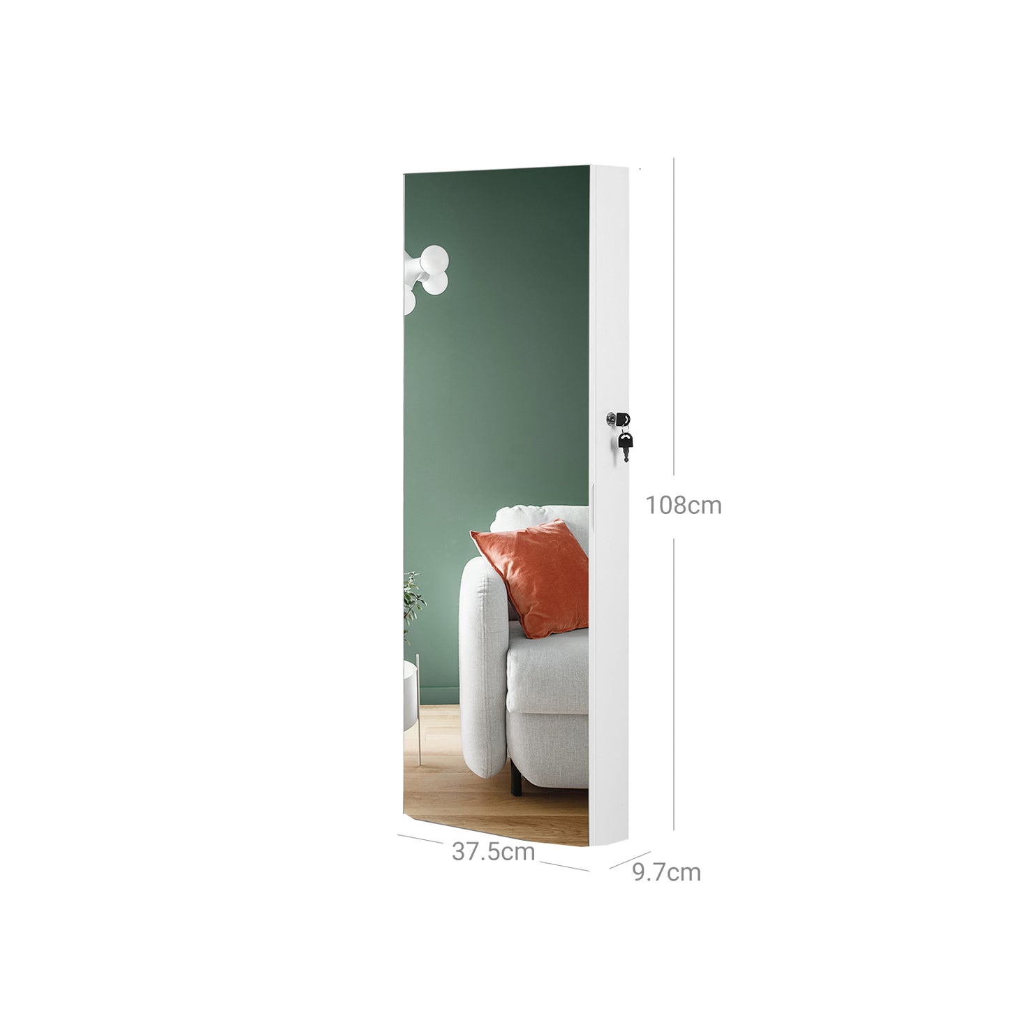 Mirror Jewelry Cabinet Armoire White - image 8