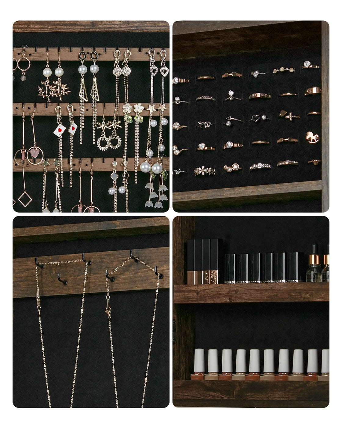 Wall-Mounted Jewellery Cabinet, Mirror with Storage - image 13