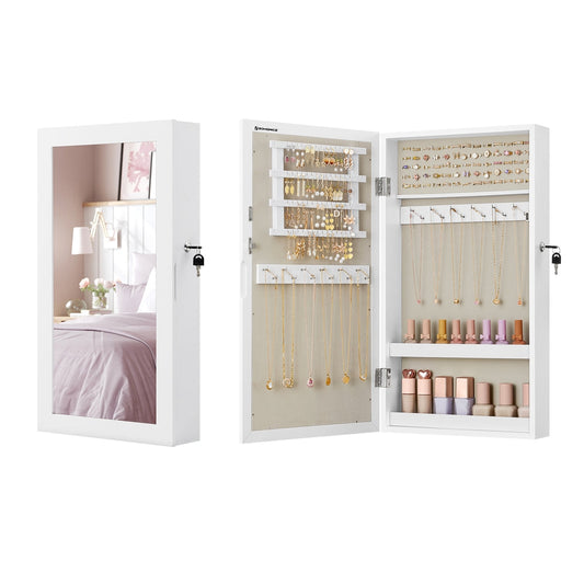 Wall-Mounted Jewellery Cabinet, Mirror with Storage - image 1