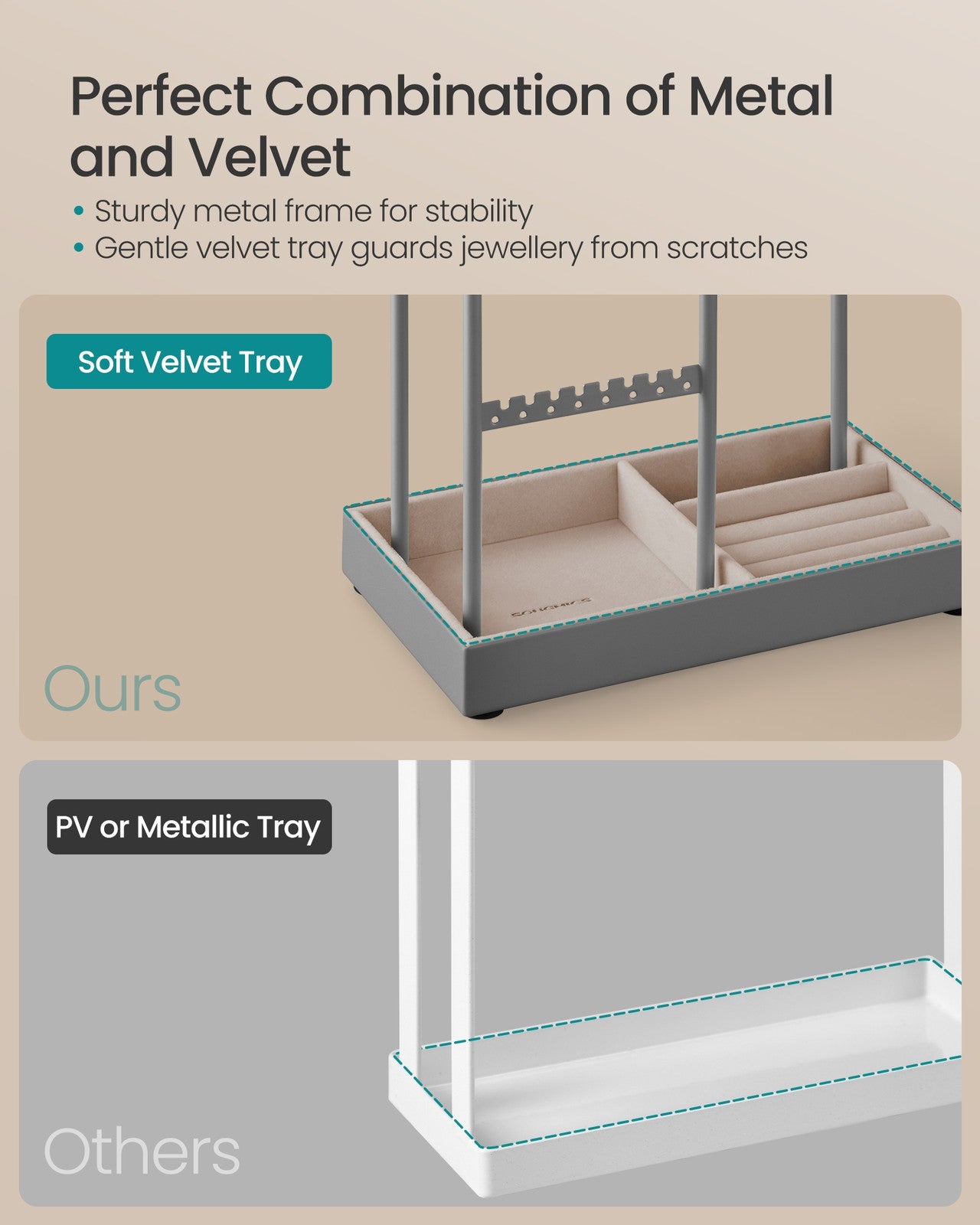 Jewellery Display Stand with Gold Metal Frame and Velvet Tray - image 31