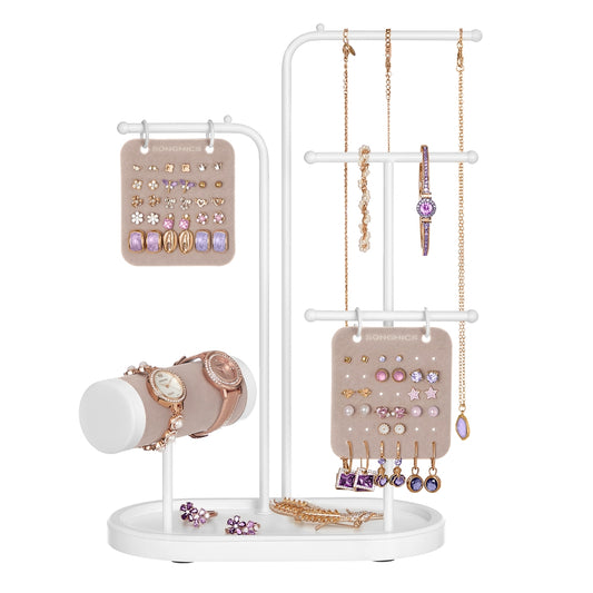 Jewellery Stand with 4 Hanging Rods Cloud White - image 1