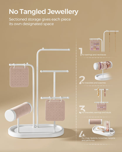 Jewellery Stand with 4 Hanging Rods Cloud White - image 4