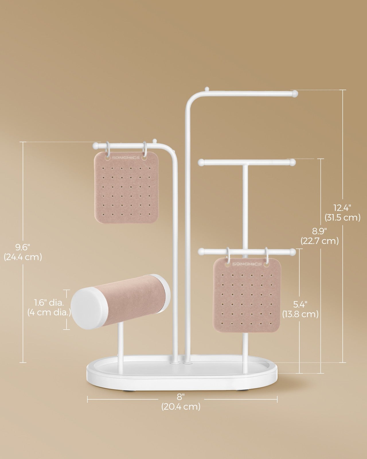 Jewellery Stand with 4 Hanging Rods Cloud White - image 6