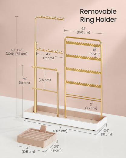 Jewellery organiser with metal frame and adjustable velvet stand - image 11
