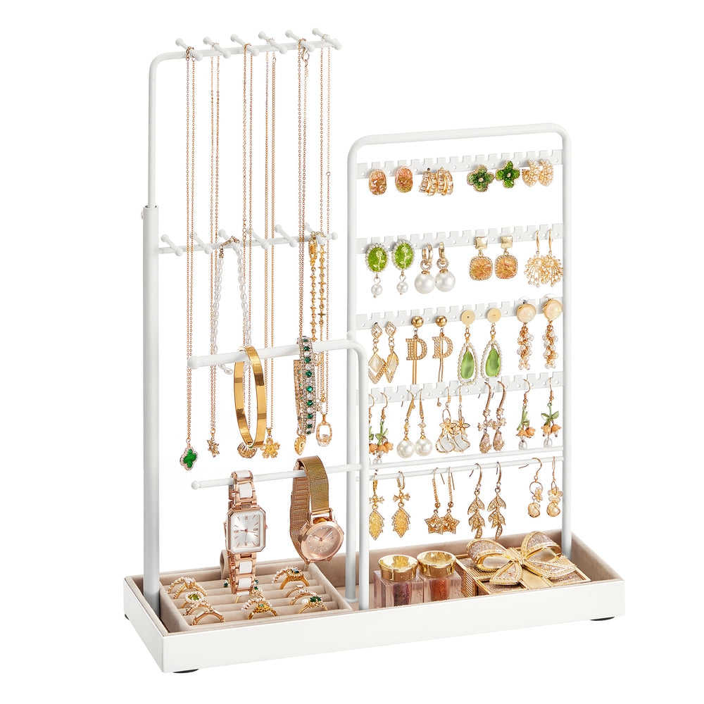 Jewellery organiser with metal frame and adjustable velvet stand - image 1