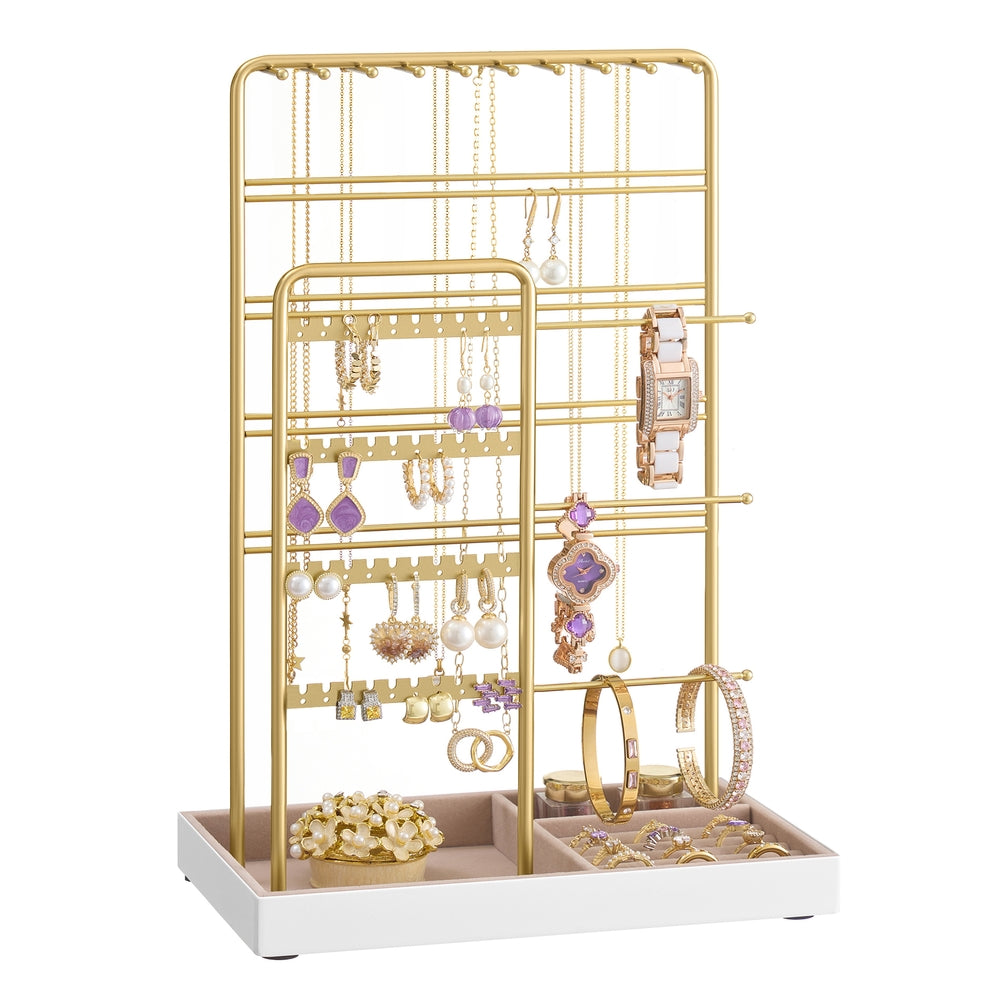 Jewellery Display Stand with Gold Metal Frame and Velvet Tray - image 39