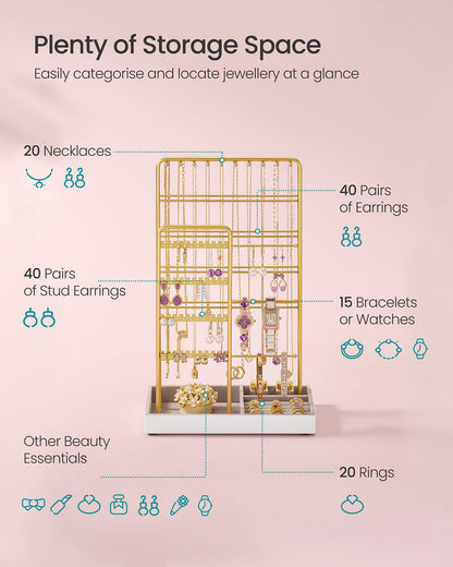 Jewellery Display Stand with Gold Metal Frame and Velvet Tray - image 42