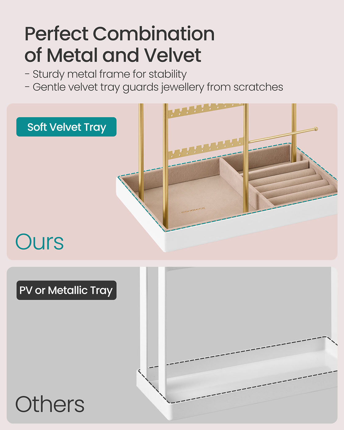 Jewellery Display Stand with Gold Metal Frame and Velvet Tray - image 44
