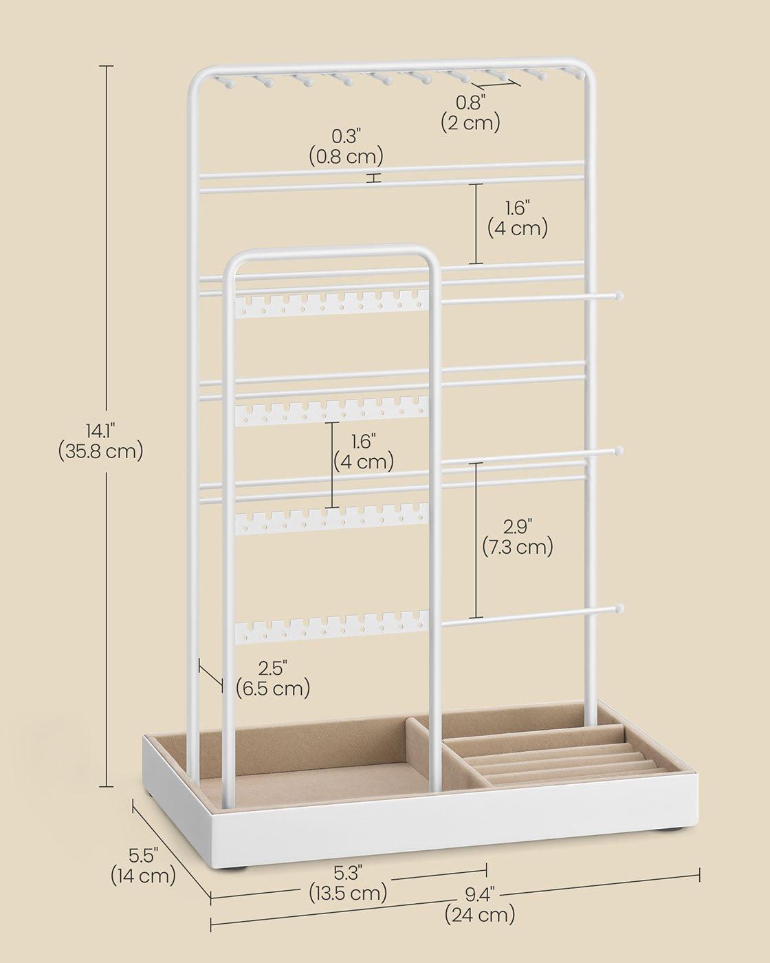 Jewellery Display Stand with Gold Metal Frame and Velvet Tray - image 49