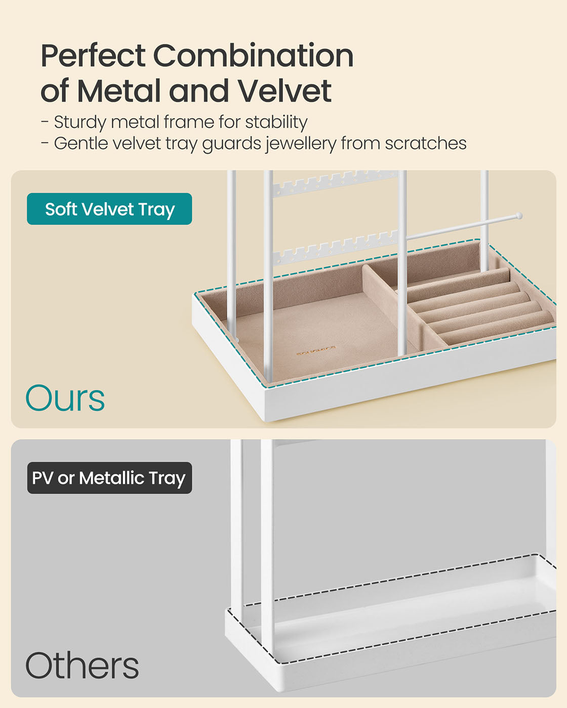 Jewellery Display Stand with Gold Metal Frame and Velvet Tray - image 50