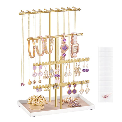 Jewellery Stand with Metal Frame and Velvet Tray Pale Gold - image 1